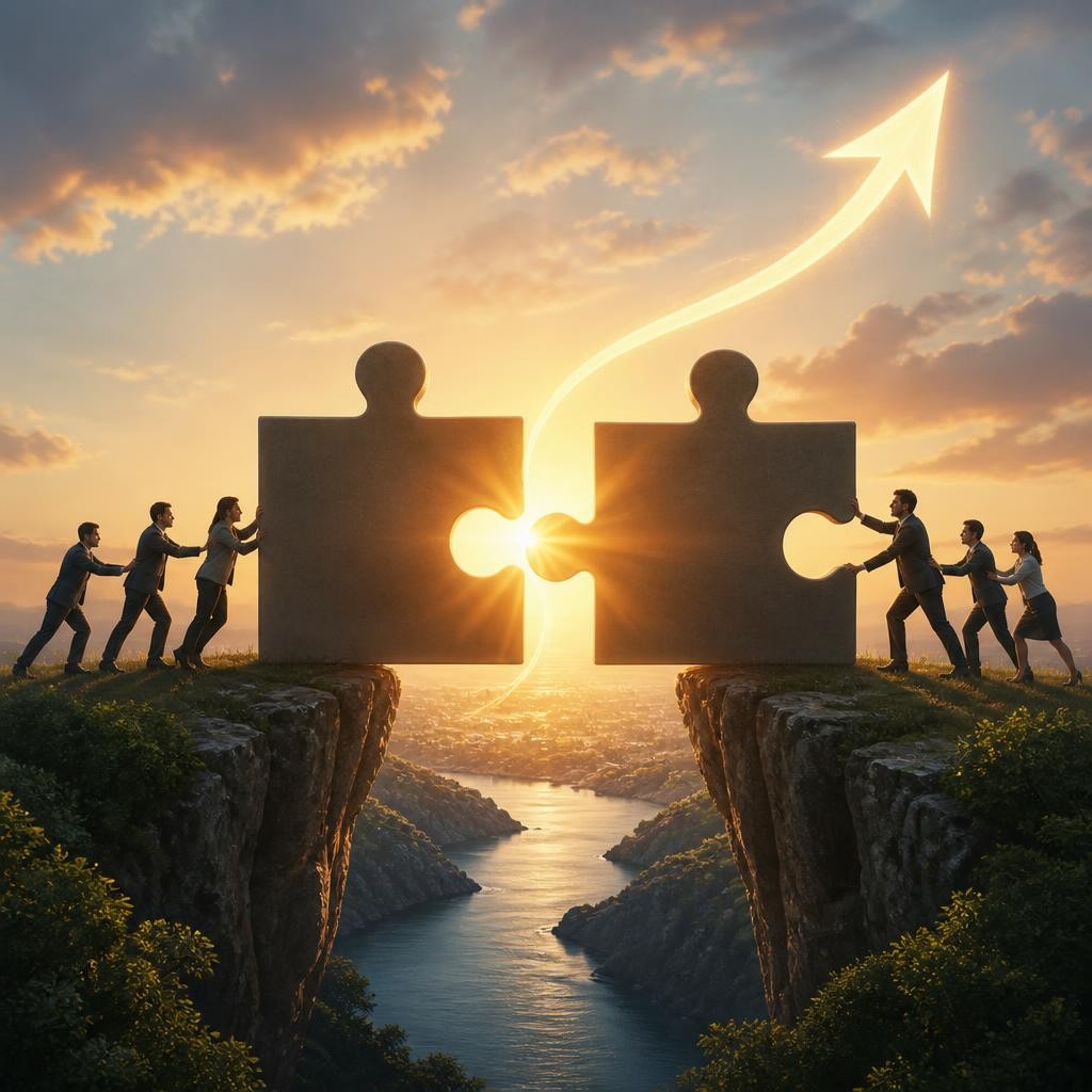 Illustration for the English word “synergy”