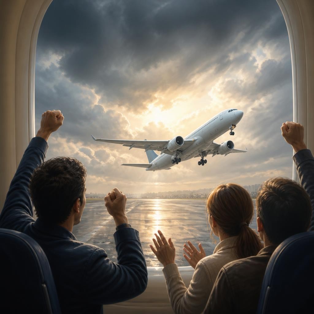 Illustration for the English word “takeoff”
