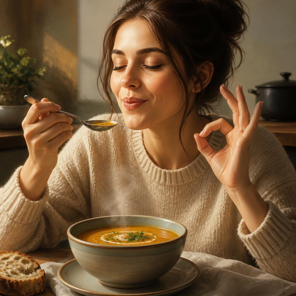 Illustration for the English word “tasty”