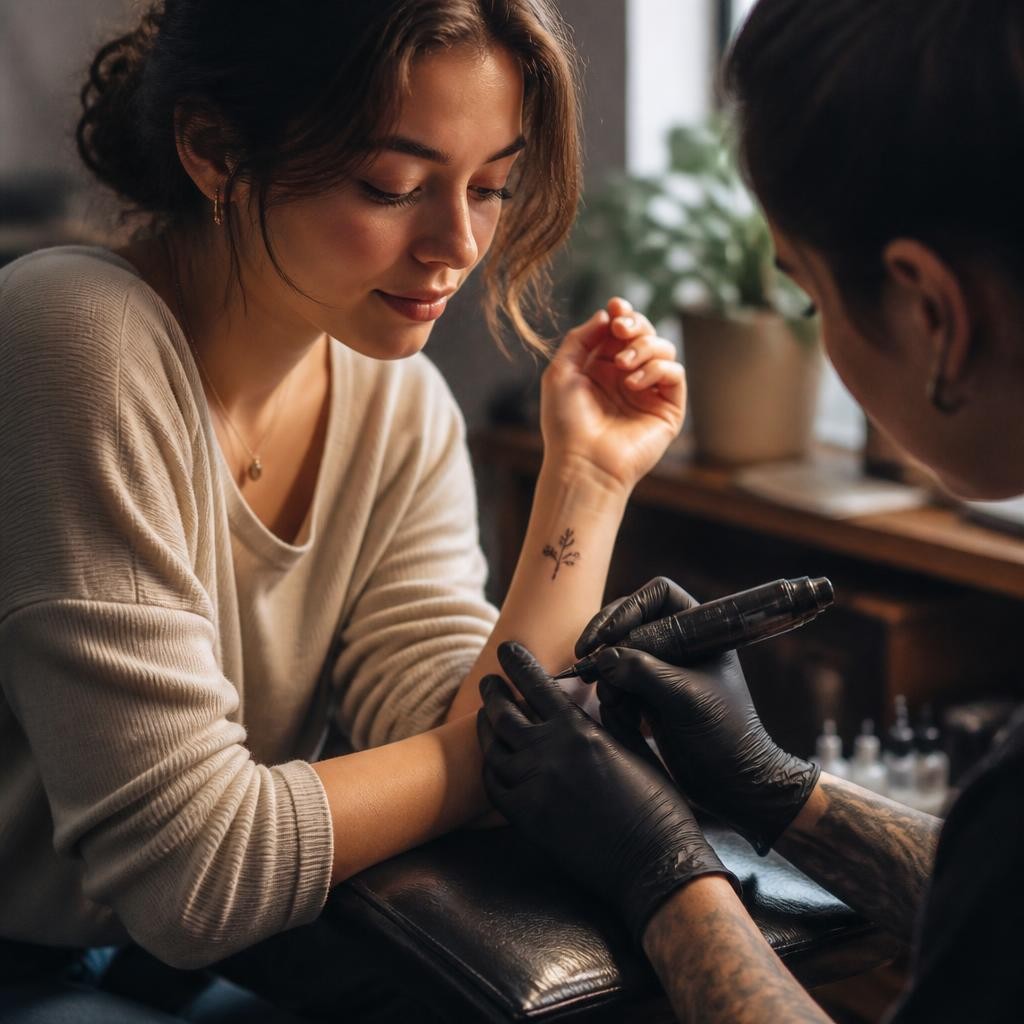 Illustration for the English word “tattoo”