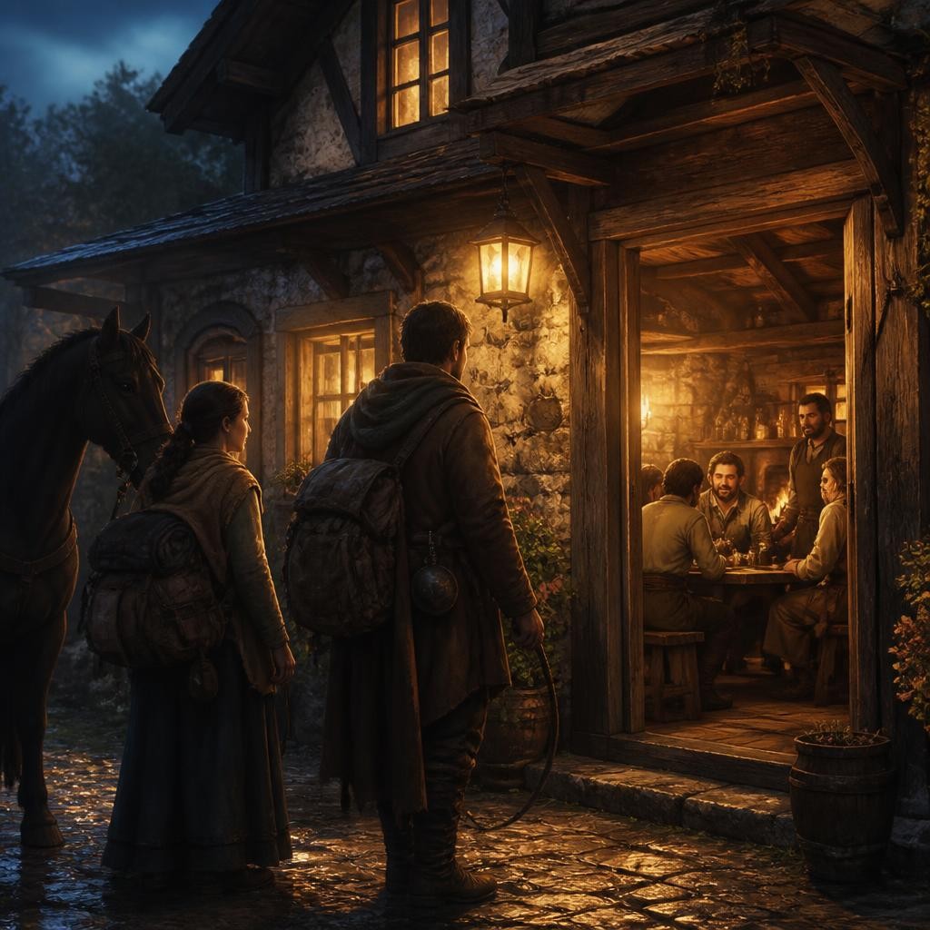 Illustration for the English word “tavern”