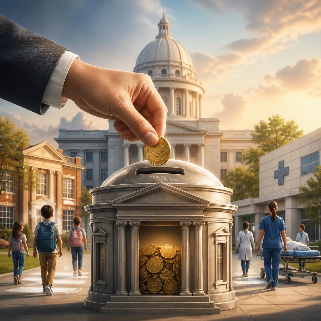 Illustration for the English word “taxation”