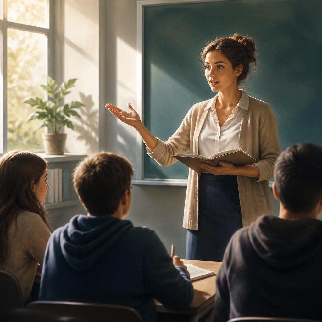 Illustration for the English word “teaching”