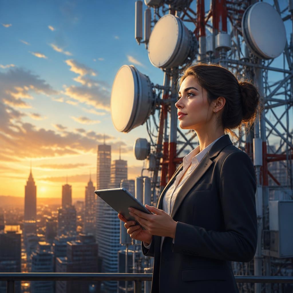 Illustration for the English word “telecommunications”