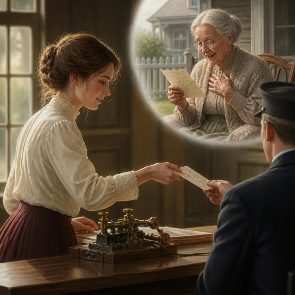 Illustration for the English word “telegram”