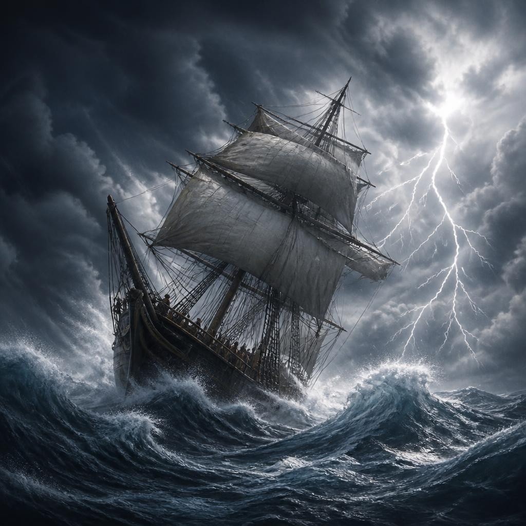 Illustration for the English word “tempest”