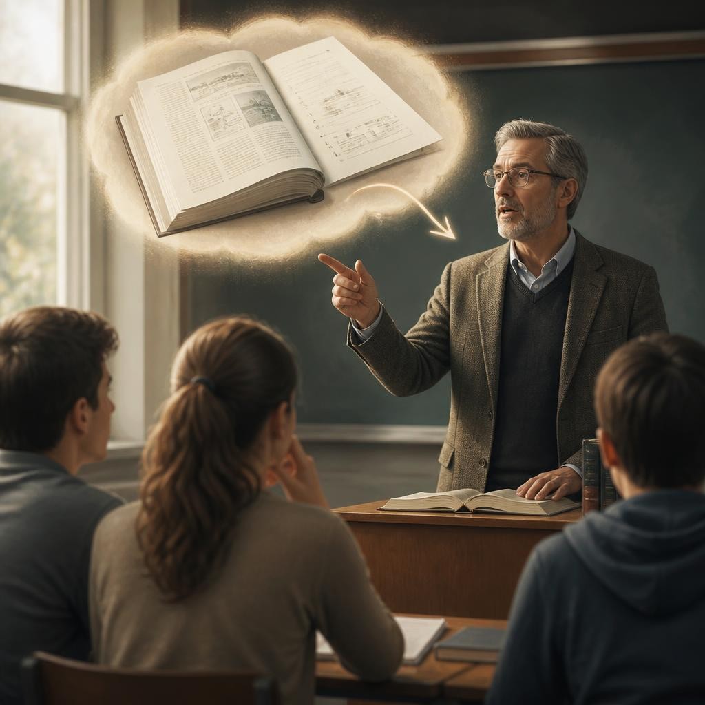 Illustration for the English word “textbook”