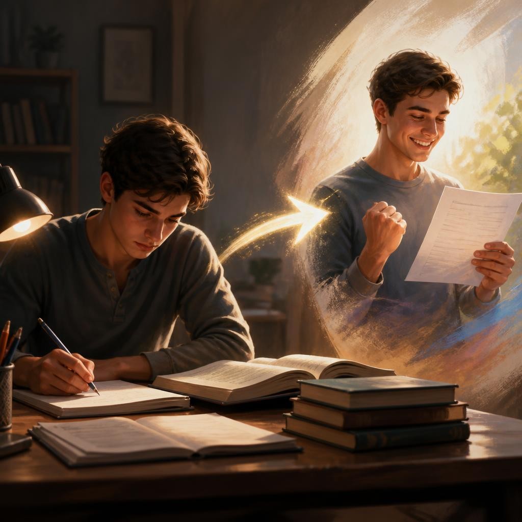 Illustration for the English word “thereby”