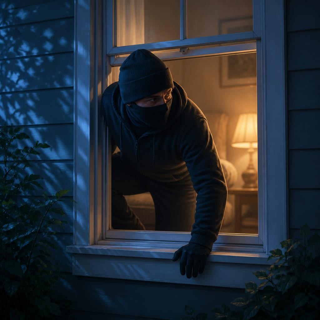 Illustration for the English word “thief”