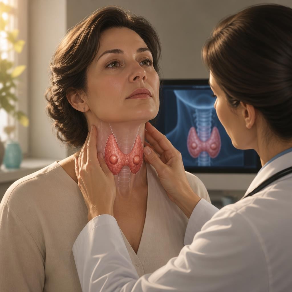 Illustration for the English word “thyroid”