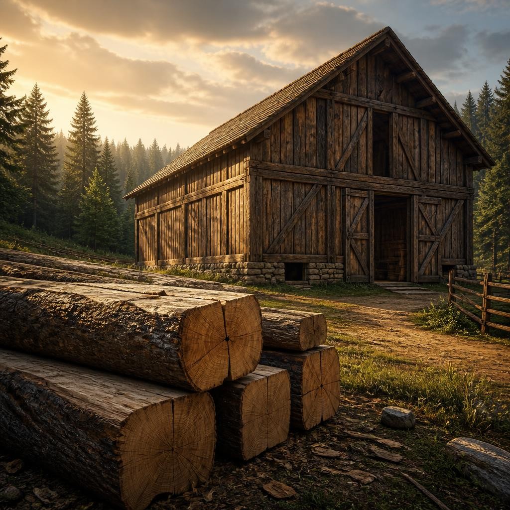 Illustration for the English word “timber”