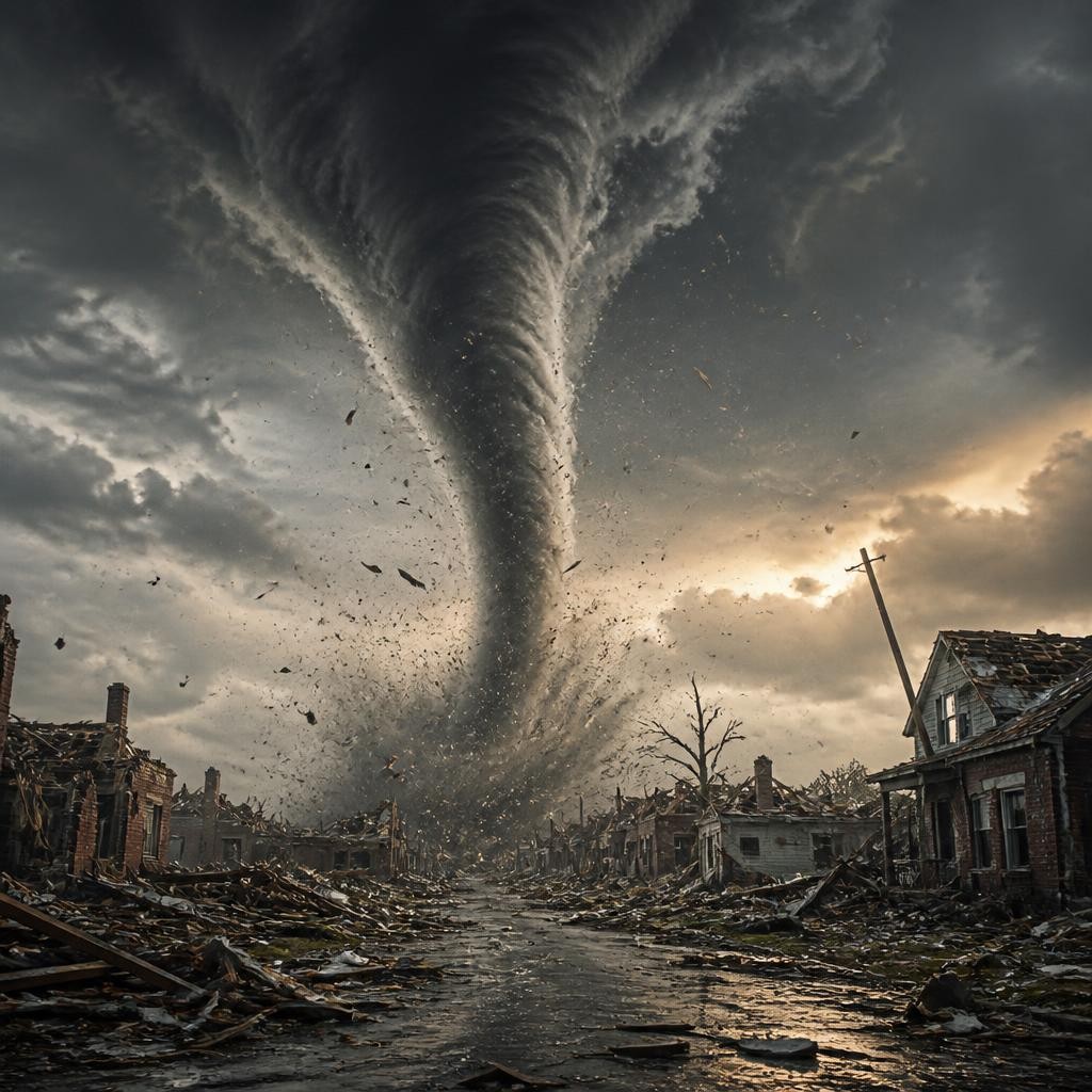 Illustration for the English word “tornado”