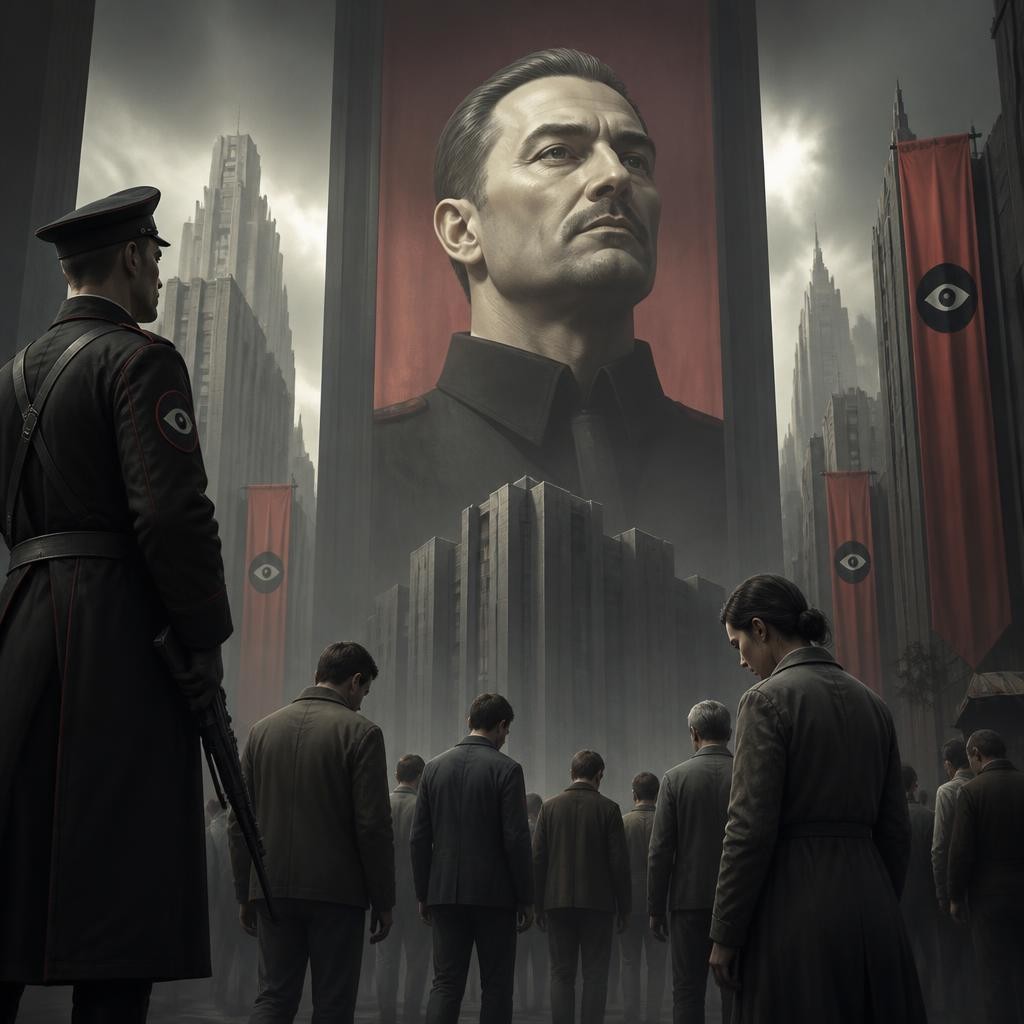 Illustration for the English word “totalitarian”