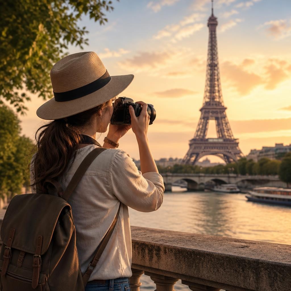 Illustration for the English word “tourist”