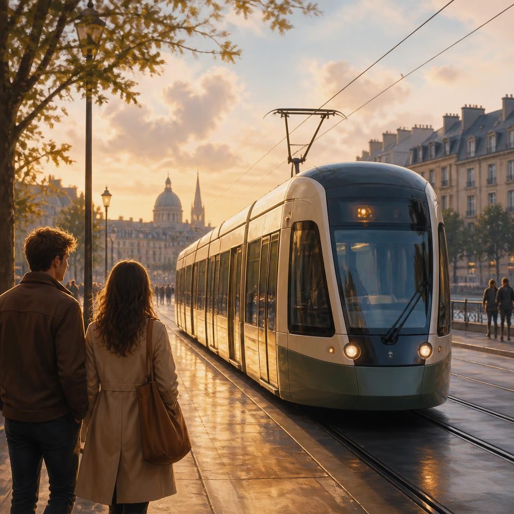Illustration for the English word “tram”
