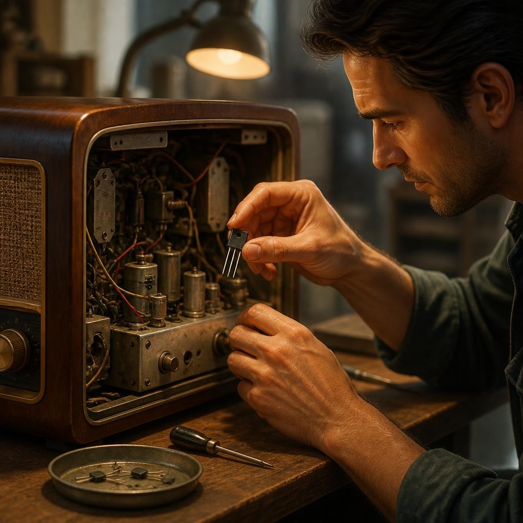Illustration for the English word “transistor”
