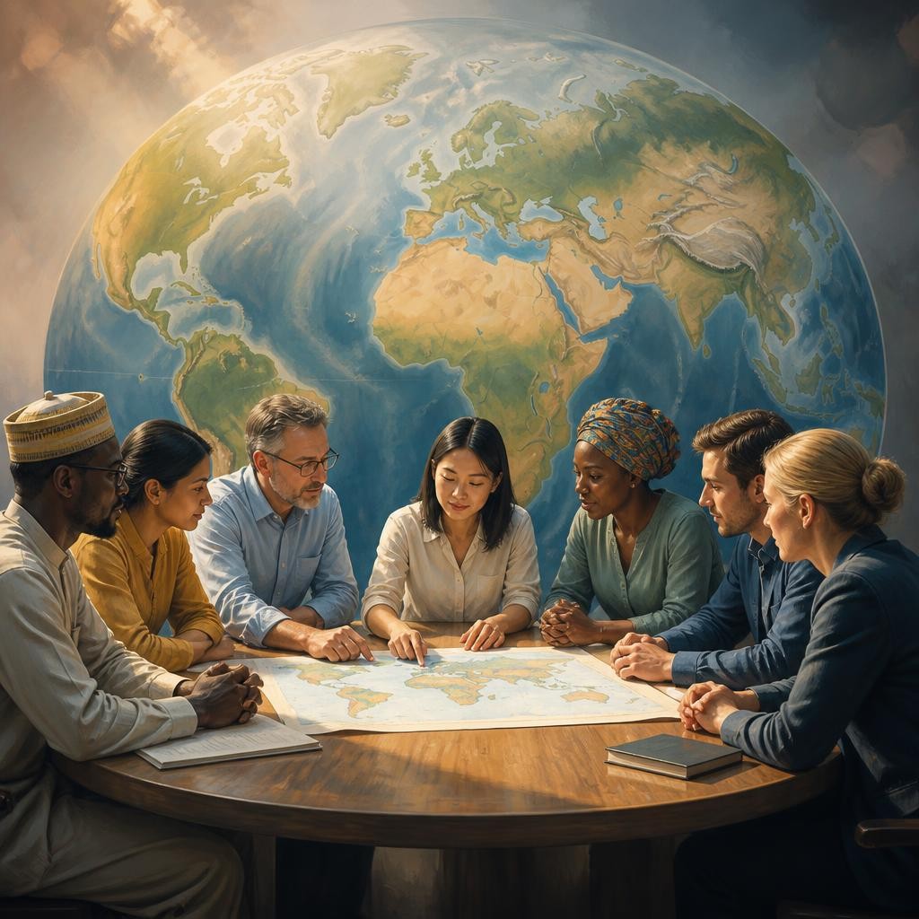 Illustration for the English word “transnational”