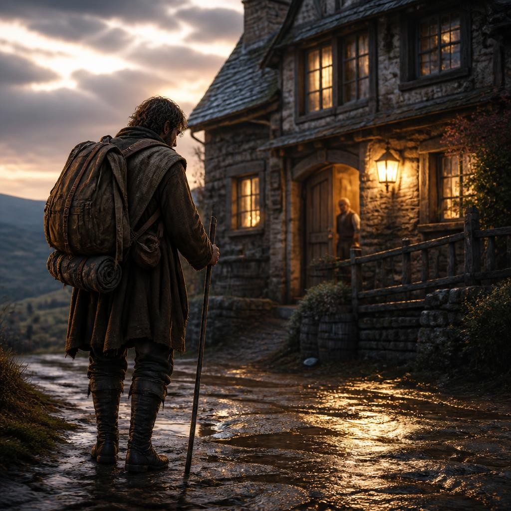 Illustration for the English word “traveller”