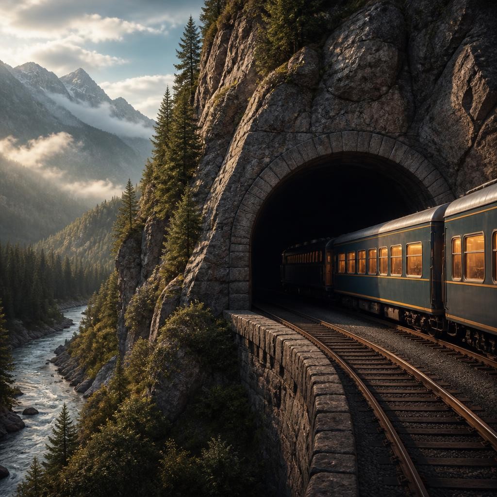 Illustration for the English word “tunnel”