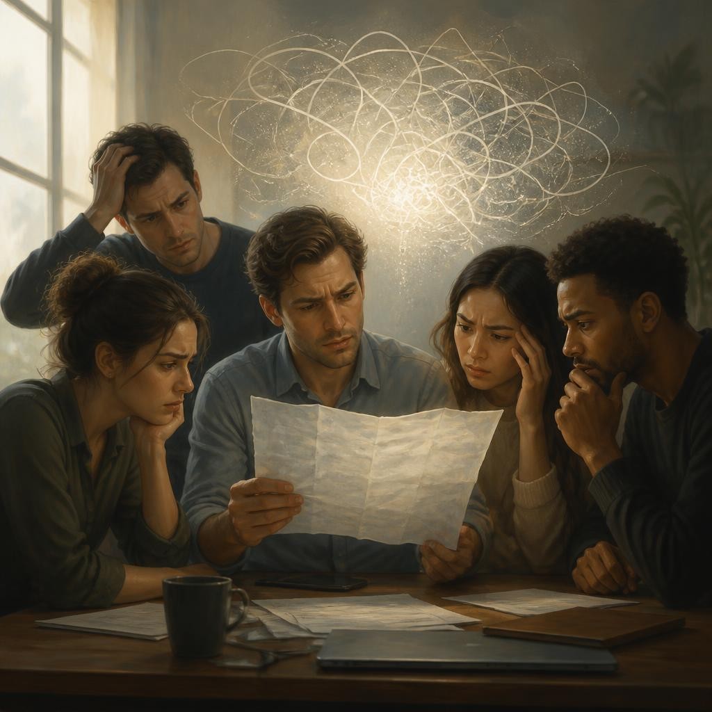 Illustration for the English word “unclear”