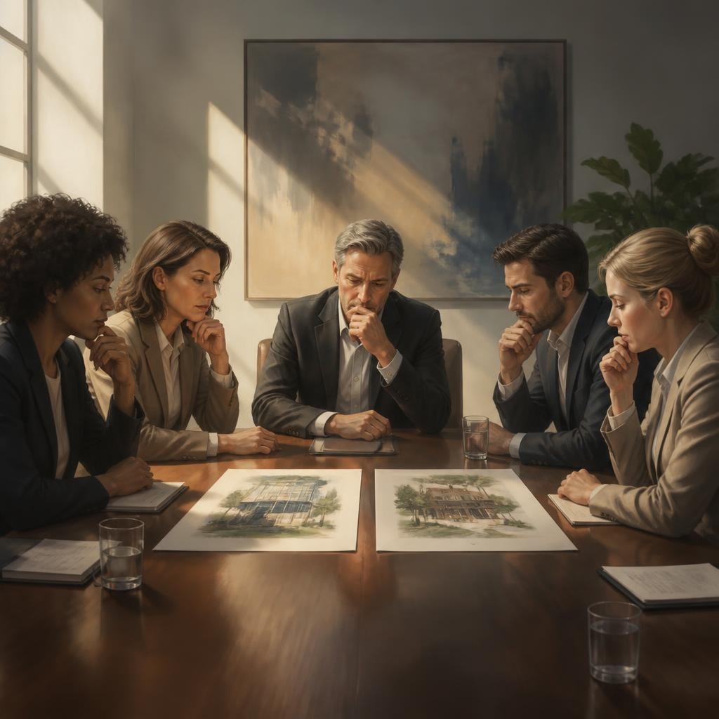 Illustration for the English word “undecided”