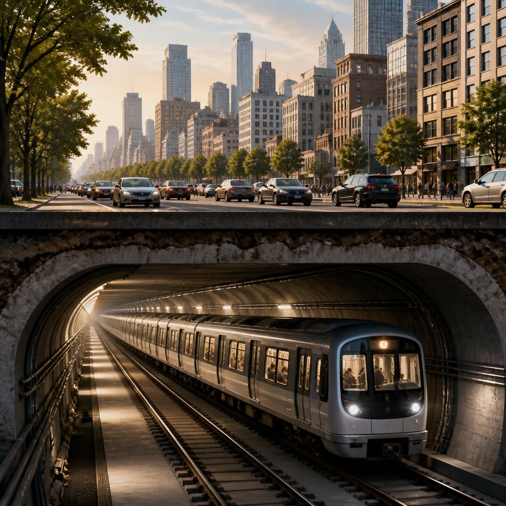 Illustration for the English word “underground”