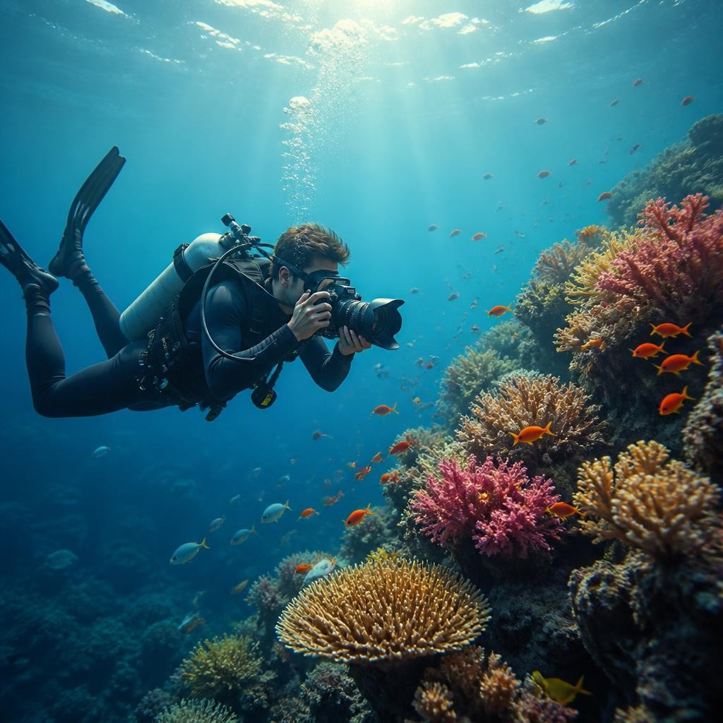 Illustration for the English word “underwater”