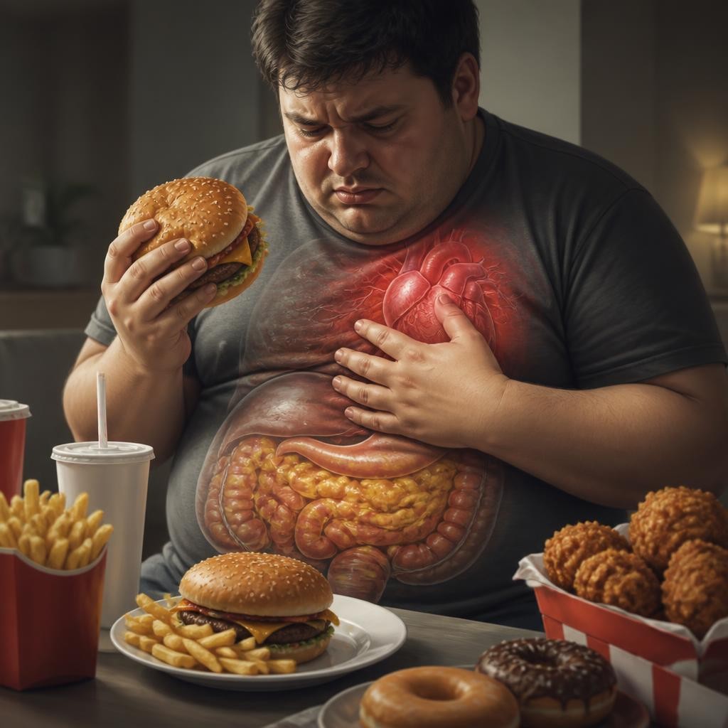 Illustration for the English word “unhealthy”
