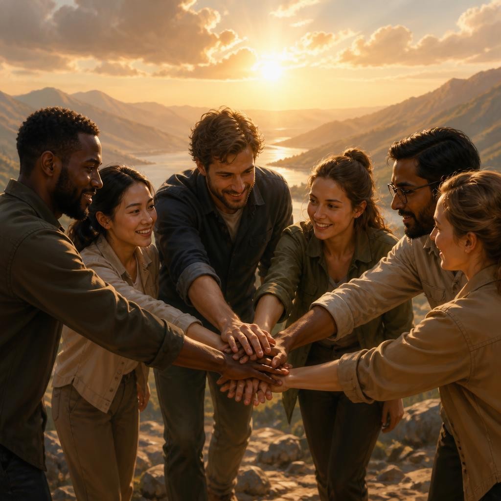 Illustration for the English word “unite”