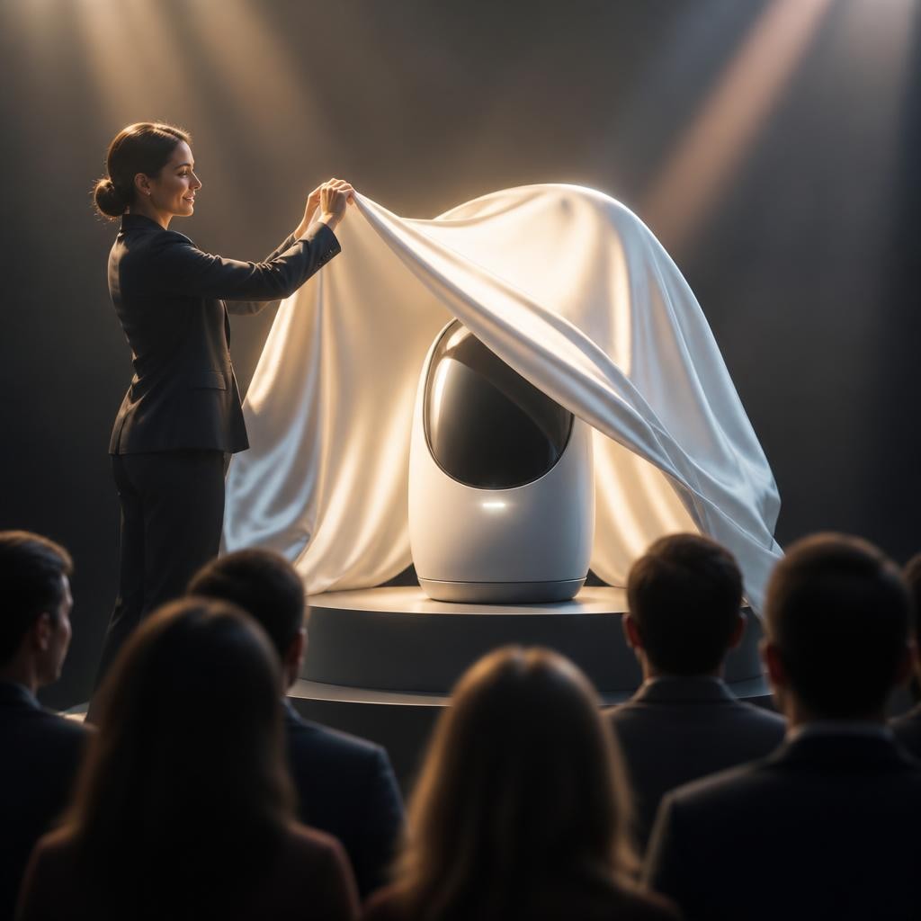 Illustration for the English word “unveil”