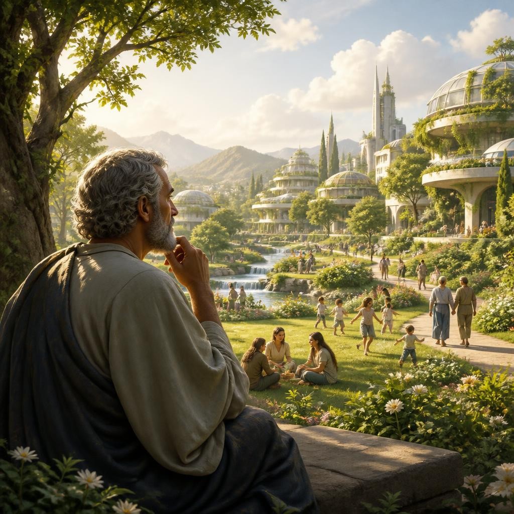 Illustration for the English word “utopia”