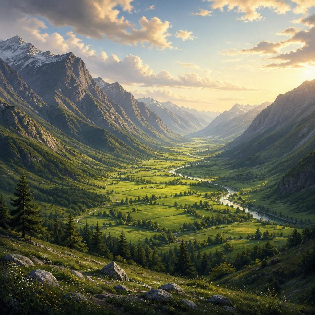 Illustration for the English word “valley”