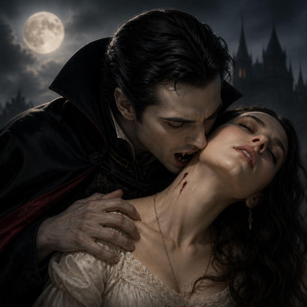 Illustration for the English word “vampire”