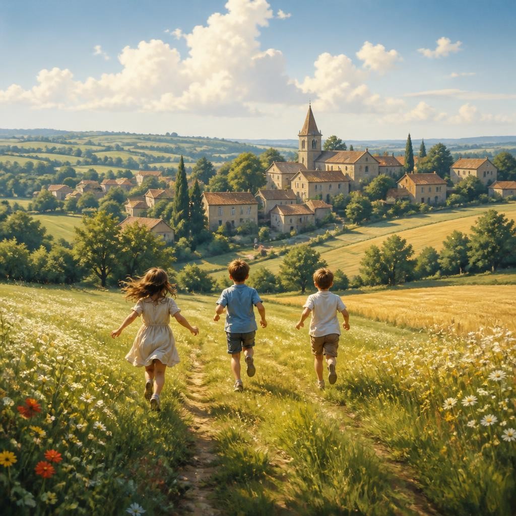 Illustration for the English word “village”