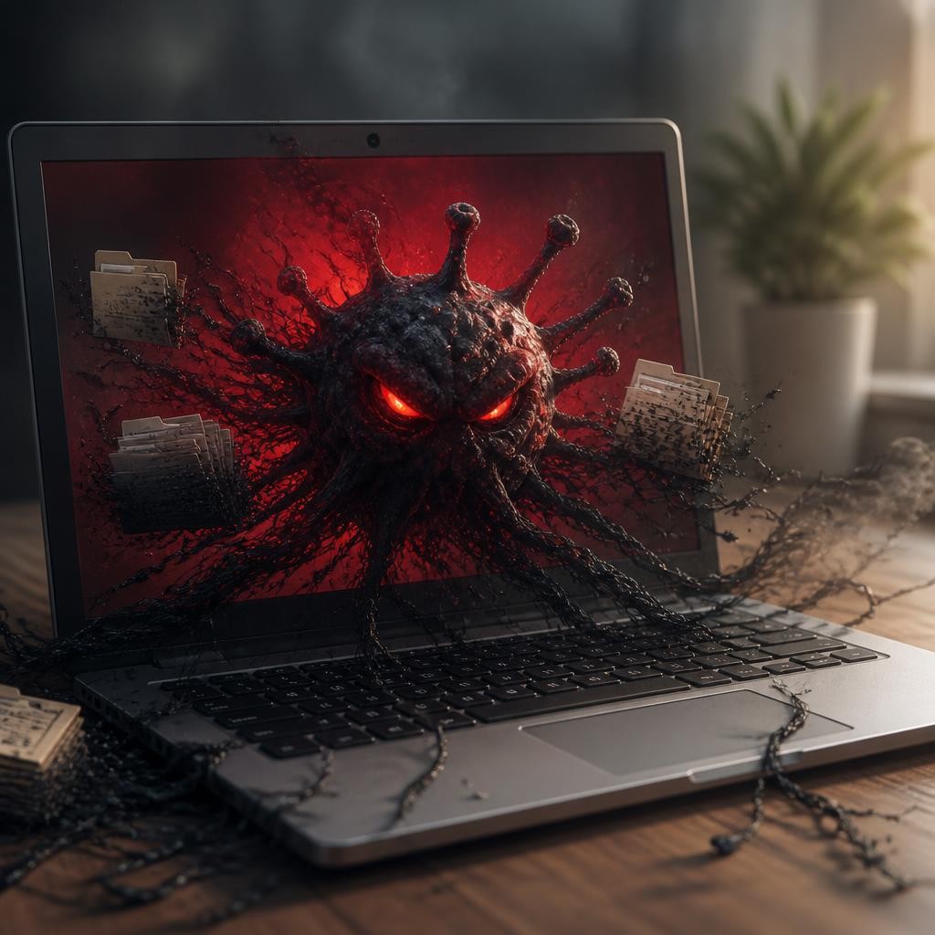Illustration for the English word “virus”