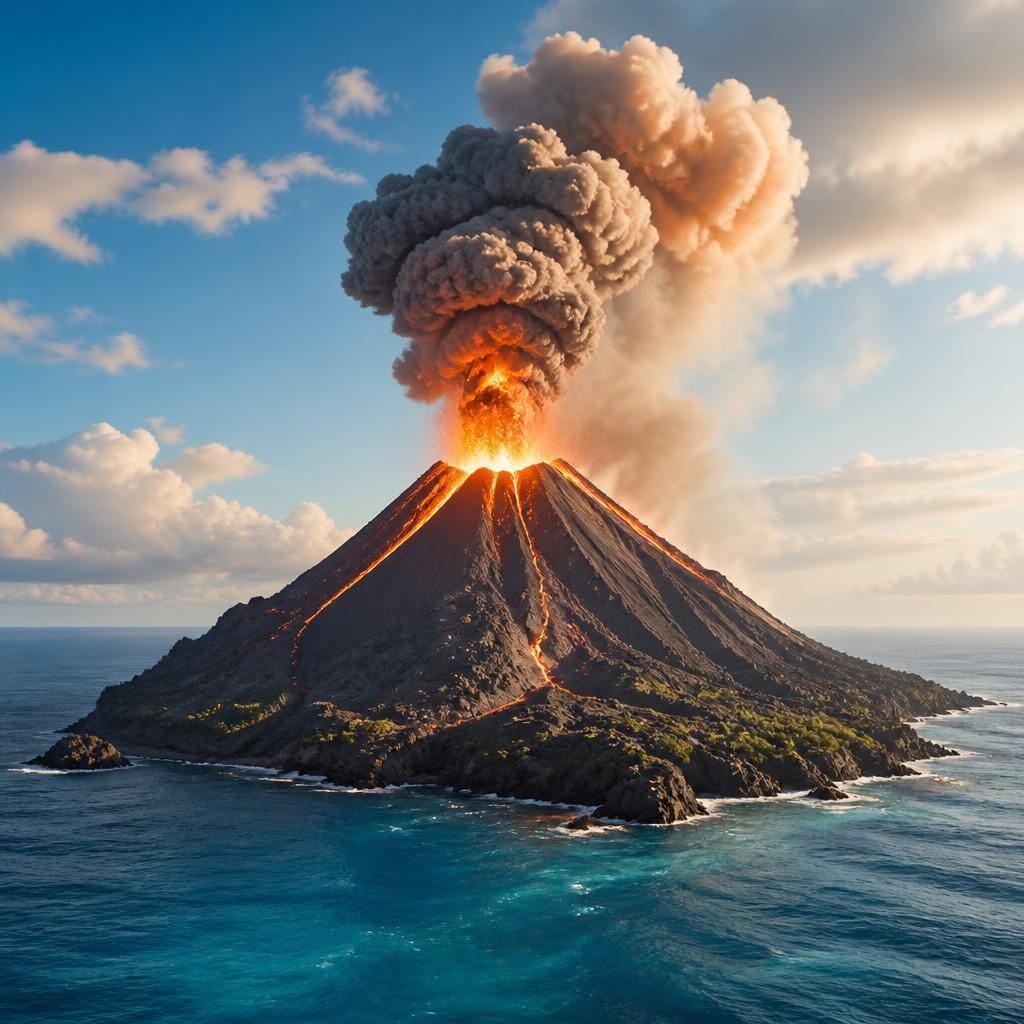 Illustration for the English word “volcanic”