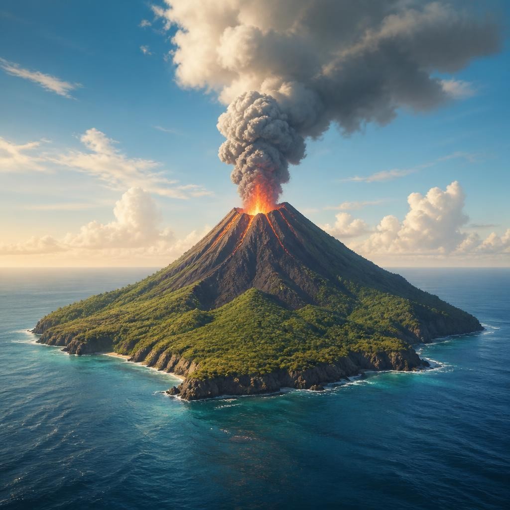 Illustration for the English word “volcano”