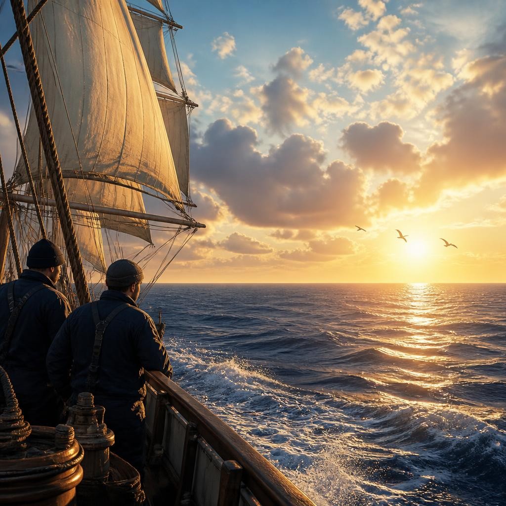 Illustration for the English word “voyage”