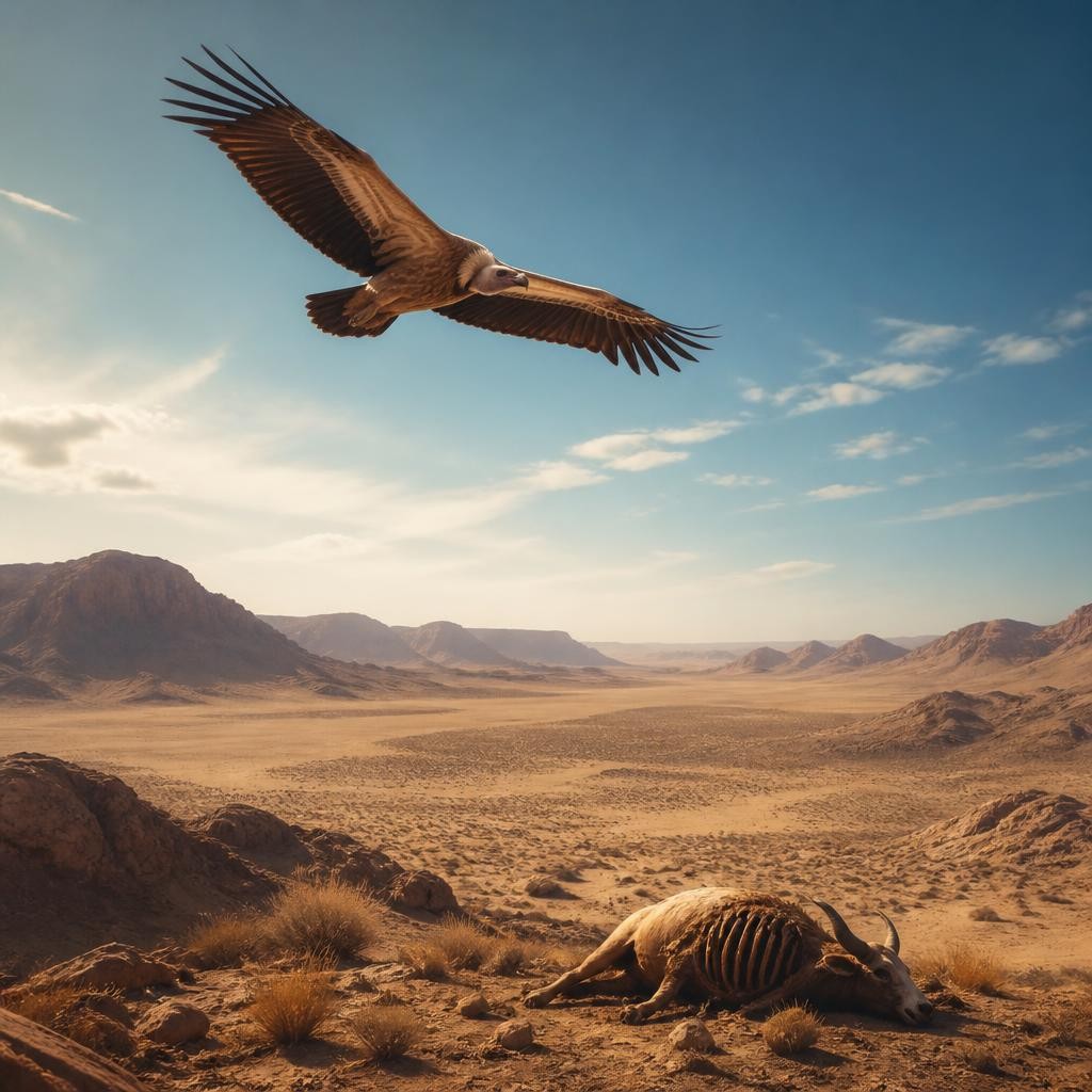 Illustration for the English word “vulture”