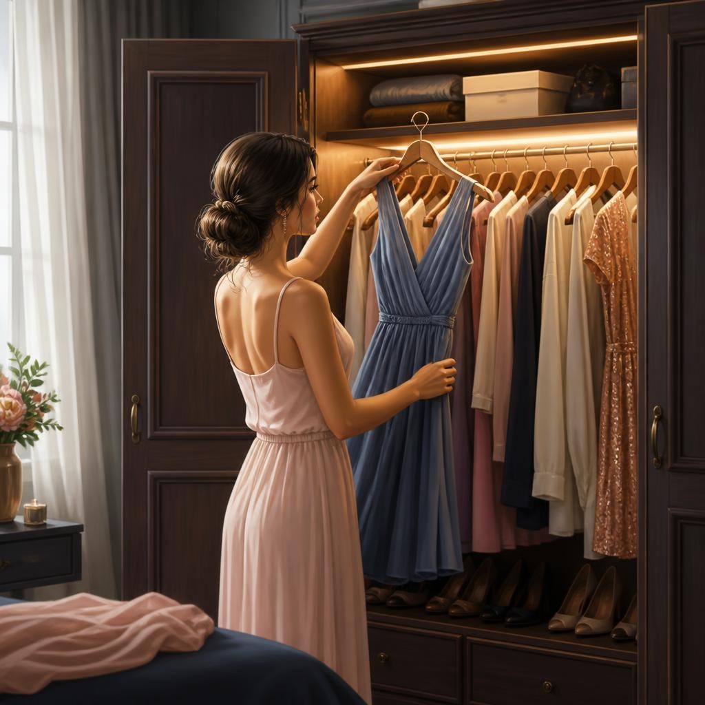 Illustration for the English word “wardrobe”