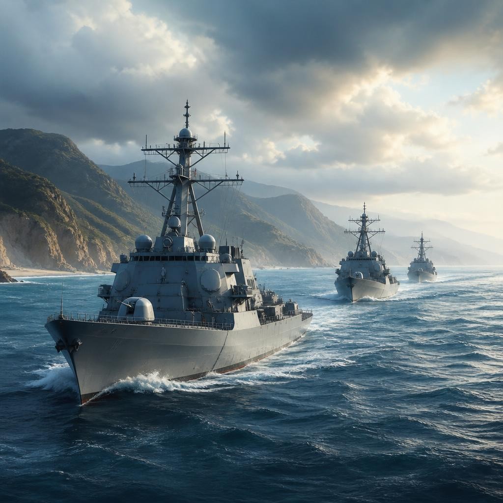 Illustration for the English word “warships”