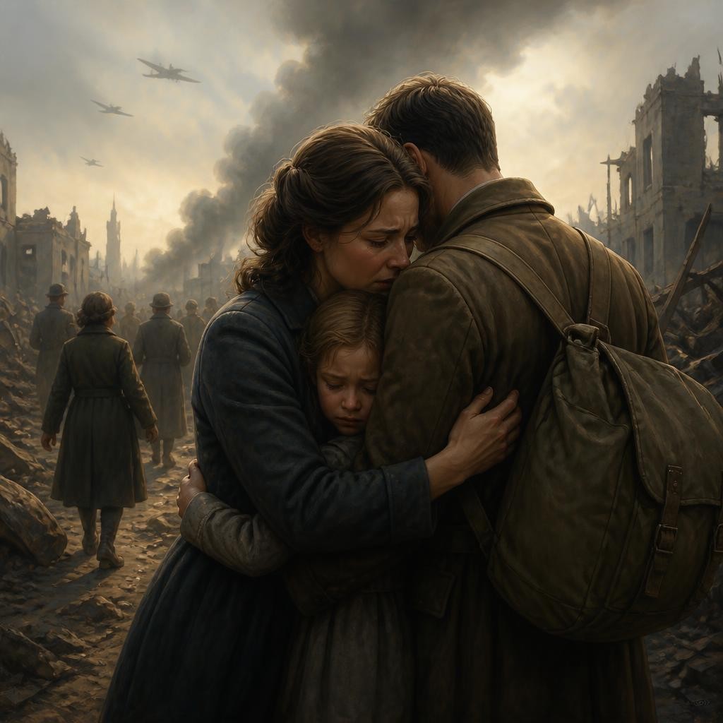Illustration for the English word “wartime”