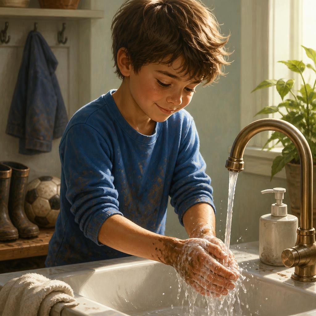 Illustration for the English word “wash”