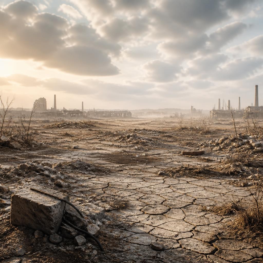 Illustration for the English word “wasteland”