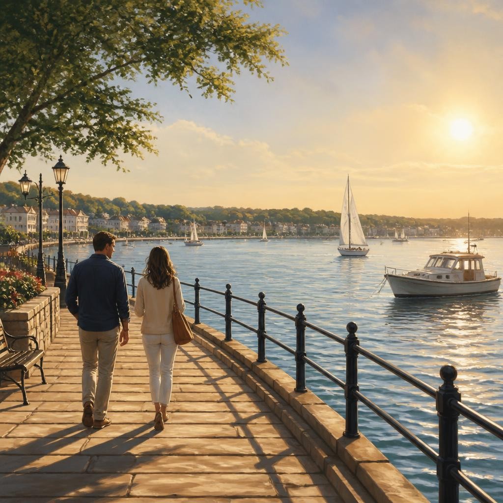 Illustration for the English word “waterfront”