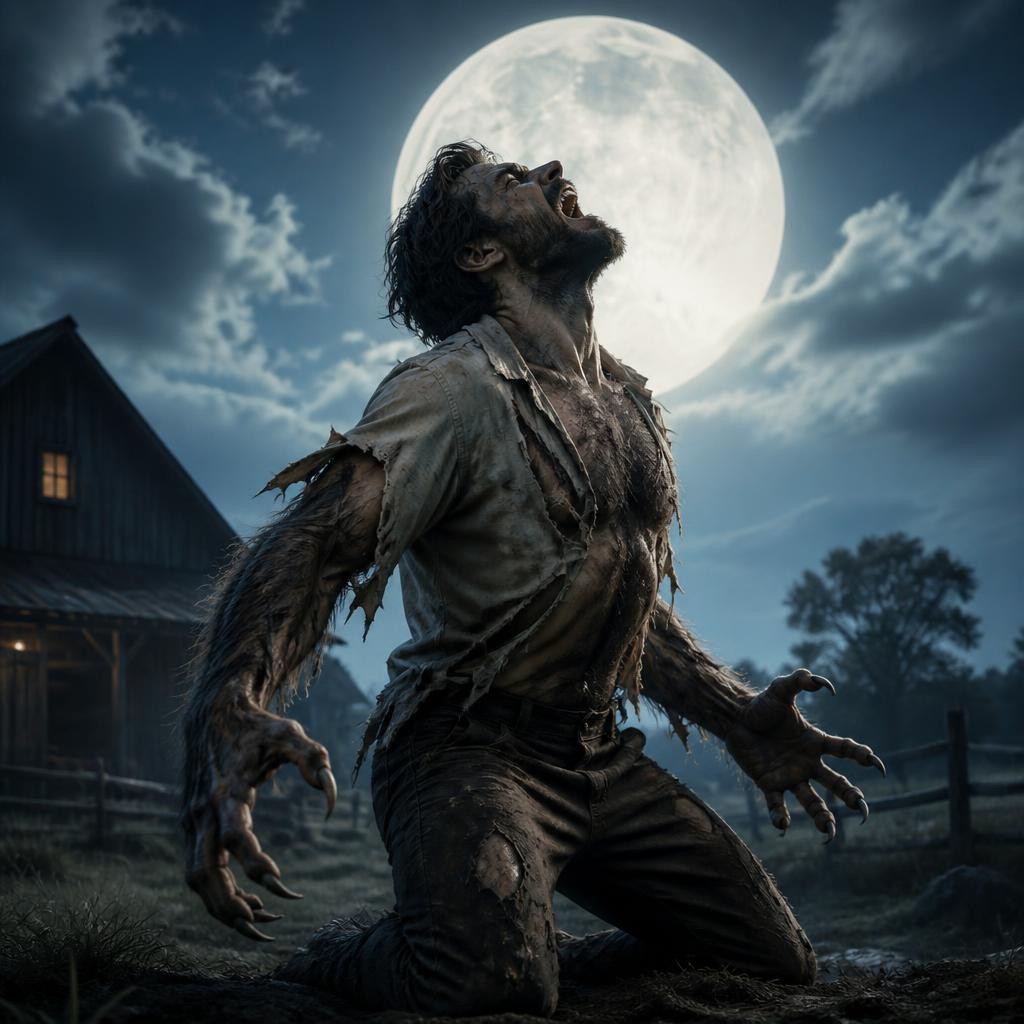 Illustration for the English word “werewolf”
