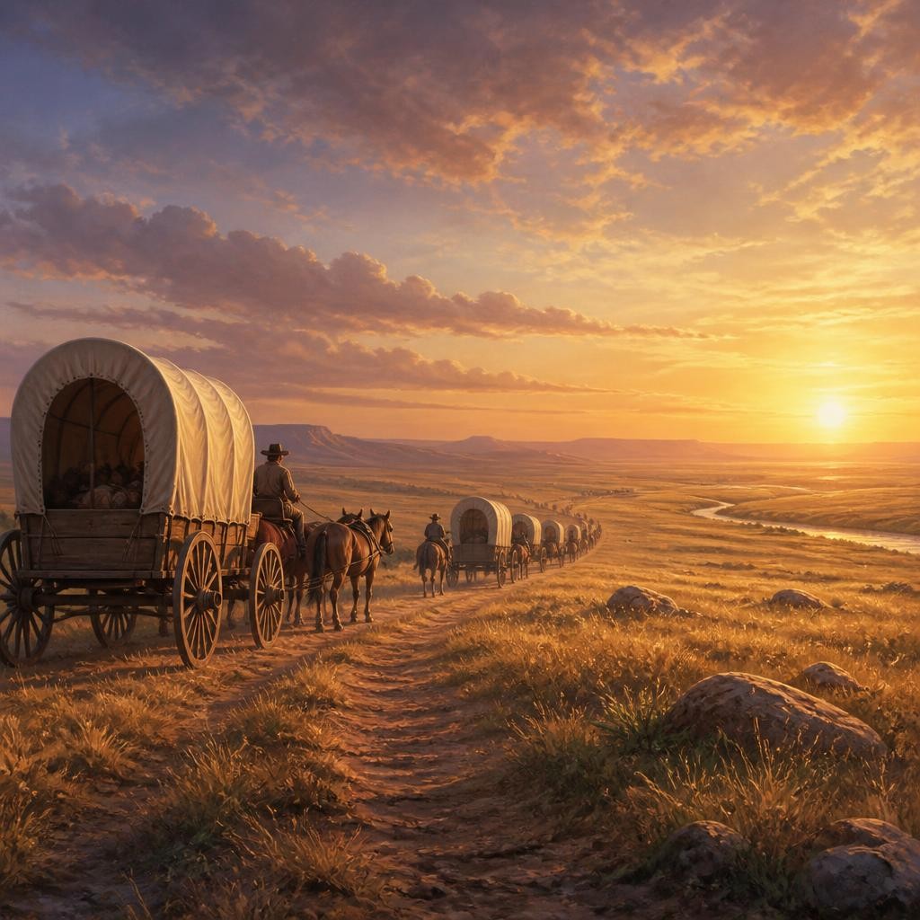Illustration for the English word “westward”