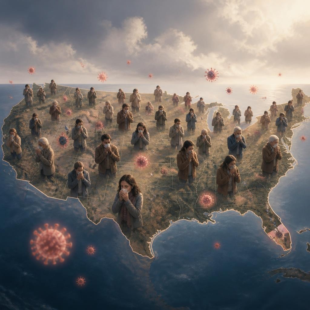 Illustration for the English word “widespread”