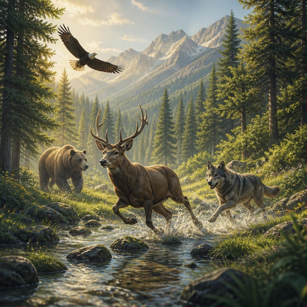 Illustration for the English word “wild”