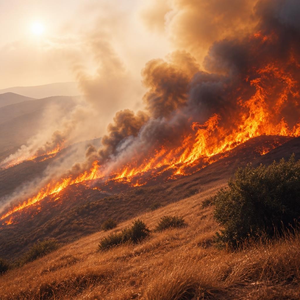 Illustration for the English word “wildfire”